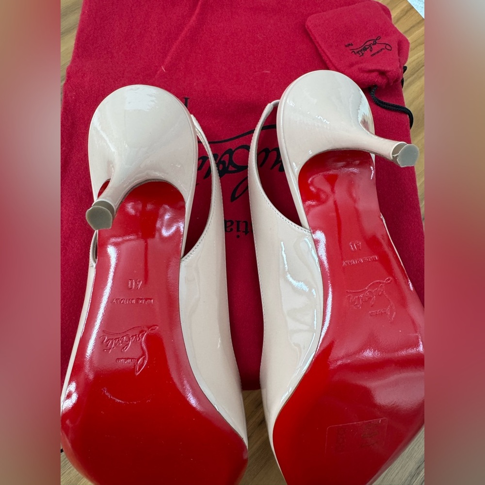 Christian Louboutin Clare Sling 80 Patent F401 Antoinette Slingback Heels - Picture 10 of 12